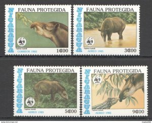 1985 Nicaragua Fauna Wwf Endangered Species Animals Tapir #2627-20 Set ** Tk011