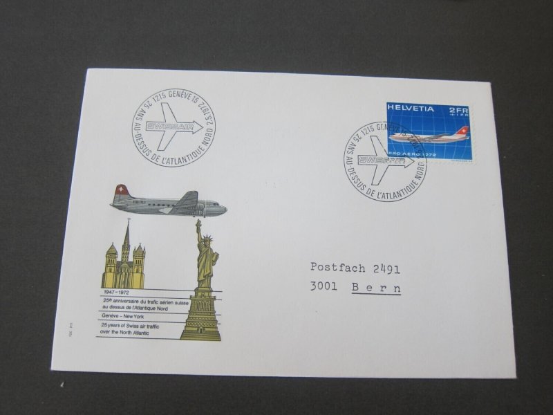 Switzerland SWISSAIR 1972 FFD 25th year GENEVE-NY 