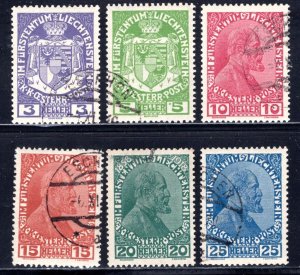 Liechtenstein #4-9   Used VF   CV $12.00  ....   3510003