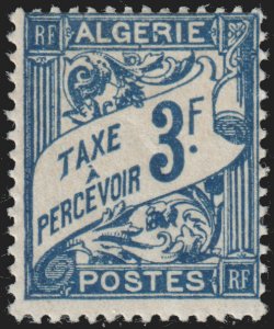 Algeria #J11  Unused OG - 3Fr Dp Blue Postage Due (1927)