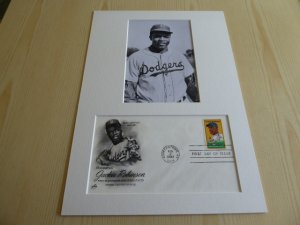 Jackie Robinson Baseball photograph and 1982 USA FDC mount matte size A4