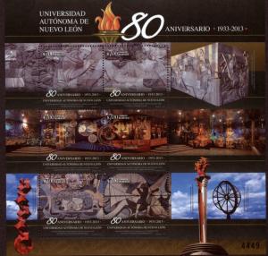 MEXICO 2832 80th Anniv. Autonomous University of Nuevo Leon. SOUV SHEET MNH. VF.