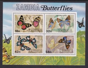 Zambia 223a Butterflies Souvenir Sheet MNH VF