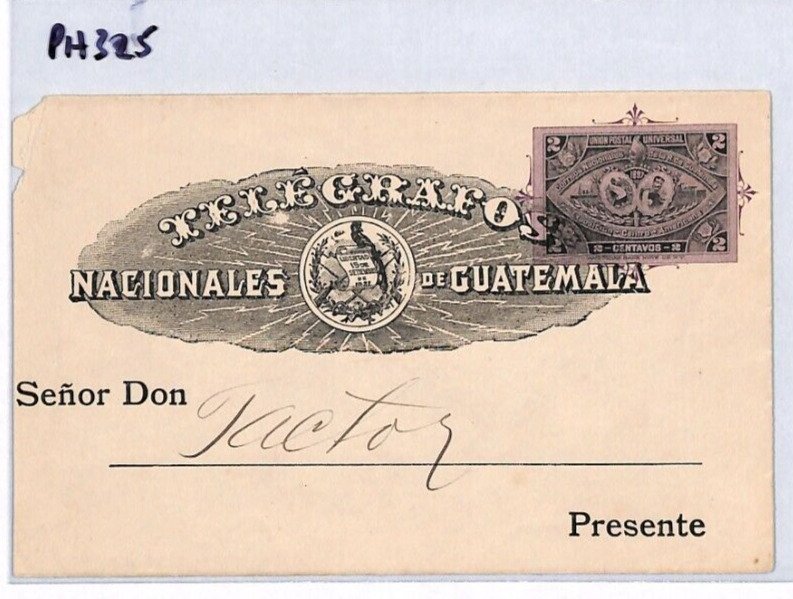 GUATEMALA Postal Stationery TELGRAFOS Cover TELEGRAPH 2c Envelope{samwells}PH325