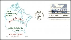 10935 OAS-CNY FDC SCOTT 1721 – 1977 13c Peace Bridge JACKSON CACHET