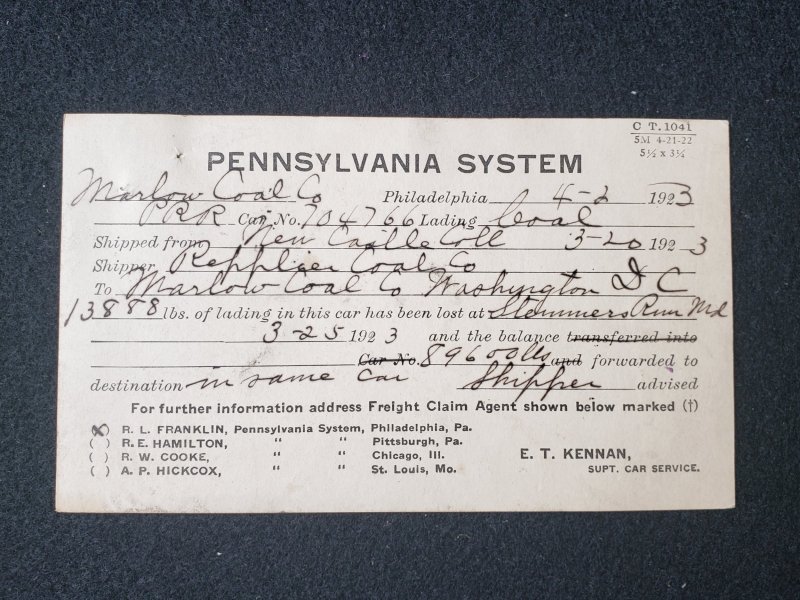 UX27. Jefferson, 1 cent, US Postal Cards.  Cancelled.VF cond.