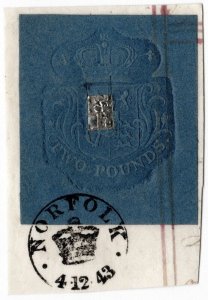 (I.B) QV Revenue : Impressed Duty £2 (Norfolk 1843)