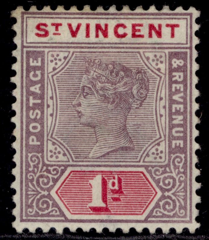 ST. VINCENT QV SG68, 1d deep mauve & carmine, M MINT.