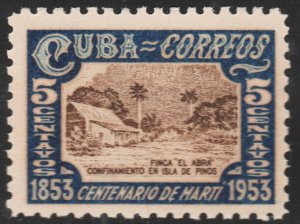 ​1953 Cuba Stamps Sc 504 Jose Marti El Abra Ranch Isle of Pines MNH