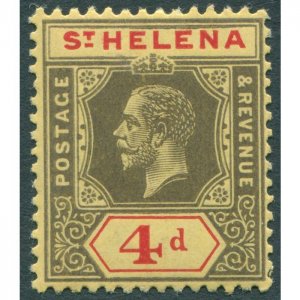 St Helena 1912 4d black & red on yellow SG83 unused