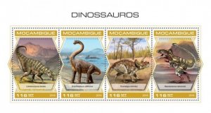 Mozambique - 2018 Dinosaurs on Stamps - 4 Stamp Sheet - MOZ18406a