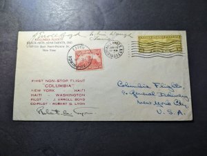 1933 USA Columbia Signed Airmail First Flight Cover FFC NY Round Trip via Haiti