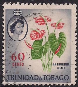 Trinidad & Tobago 1960 - 67 QE2 60ct Anthurium Lilies SG 295 ( C32 )