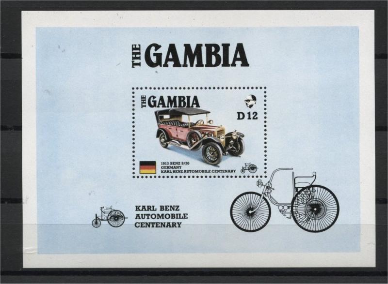 GAMBIA,  100 YEARS OF KARL BENZ AUTOMOBILES, SOUVENIR SHEET