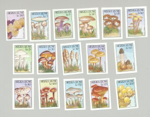 Sierra Leone #1313-1328 Mushrooms 16v Imperf Proofs