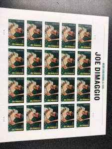 US 4697 JOE DIMAGGIO Sheet of 20 STAMPS FOREVER Mint Never Hinged