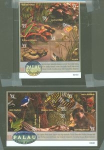 Palau #602-603  Souvenir Sheet (Fauna) (Flora)
