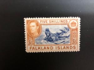 Falkland Islands Gibbons 161b Indigo  Original Gum Lightly Hinged Cat. 1100 Lb’s 