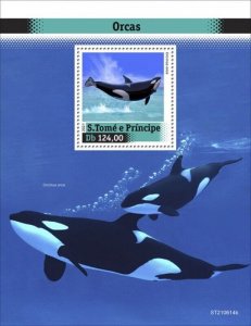 St Thomas - 2021 Orcas Killer Whales - Stamp Souvenir Sheet - ST210614b