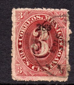 Mexico 1882 Foreign Mail Small Numeral 3¢ Rose Carmine Veracruz VFU MX81