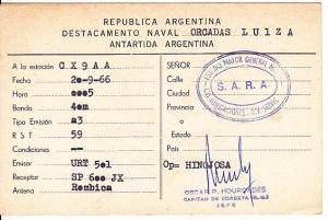 1966 Argentina Orcadas Island Military signed official matter QSL card Antarctic