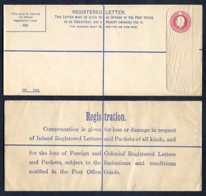 RP39 KGV 4 1/2d Registered Envelope size H2 Mint