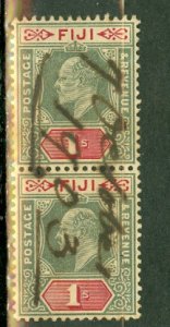 B: Fiji 67 used vertical pair pen cancel CV for postally used CV $160