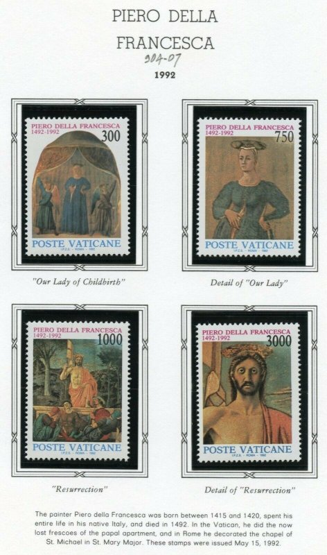 VATICAN CITY 1992  COMPLETE YEAR SET STAMPS WITH BOOKLET  MINT NH ON ALBUM PAGES