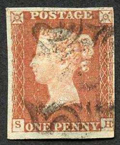 1841 Penny Red (SH) Plate 32 Four Margins