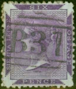 Sierra Leone 1872 6d Reddish Violet SG3 P.13.5 Fine Used