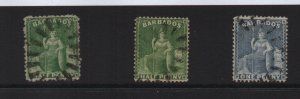 Barbados 1875-76 SG67,SG72 & SG73 - all used