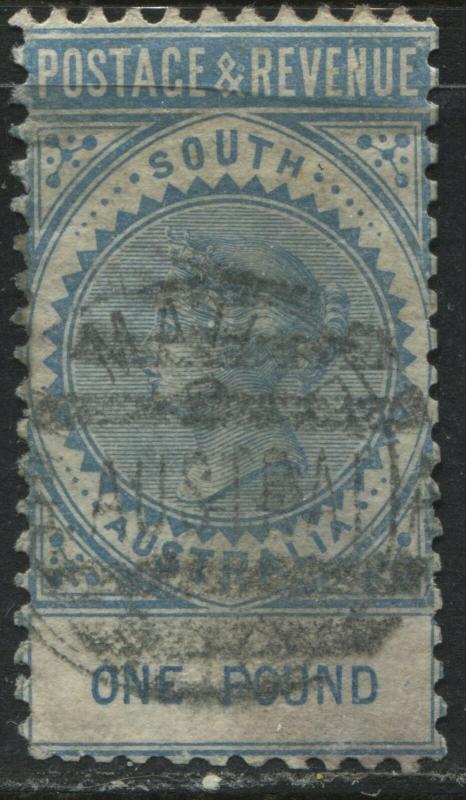 South Australia QV 1886 £1 blue perf 10 used