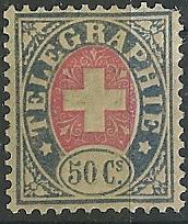 Switzerland -50c Telegraph Stamp - MH