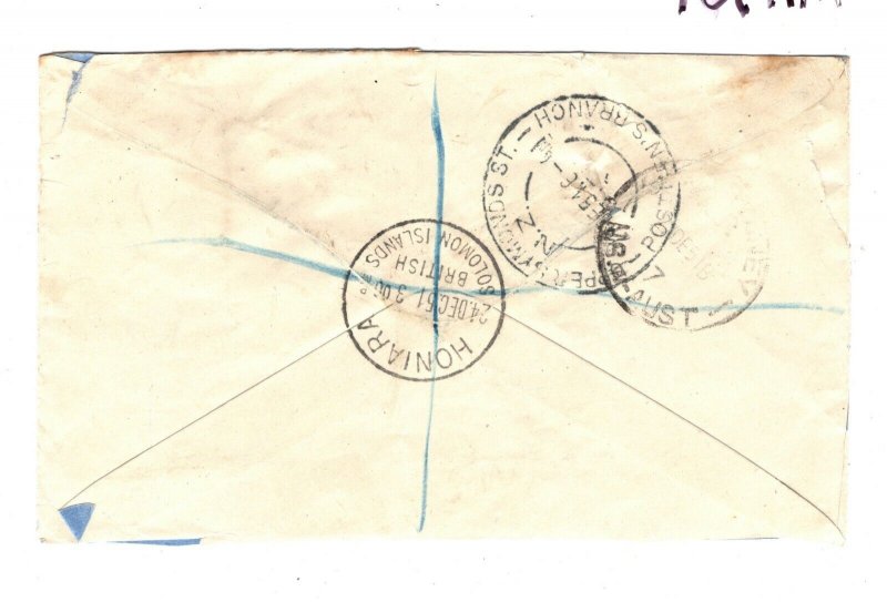 SOLOMON IS. Cover MARGINAL CORNER BLOCK OF FOUR Registered Honiara 1949 MA561