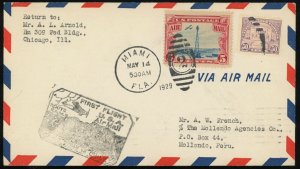 Miami Cristobal Canal Zone Chile 1929 FAM9 First Airmail Flight USA 570 #C11