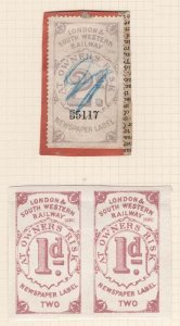 GB - Railway London & South Western Railway : 2d Newspaper label used on piece