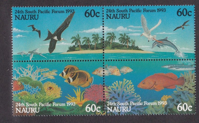 Nauru # 405a & 405b, 24th South Pacific Forum, Marine Life, NH, 1/2 Cat.