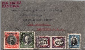 SCHALLSTAMPS CHILE 1933 AIRMAIL COVER MULT FRANKING ADDR USA CANC VALPARAISO