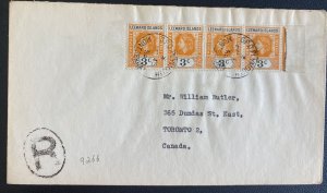 1955 Plymouth  Leeward Island Registered Cover To Toronto Canada