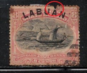 LABUAN Scott # 54 Used - North Borneo Stamp Overprinted - Small Fault