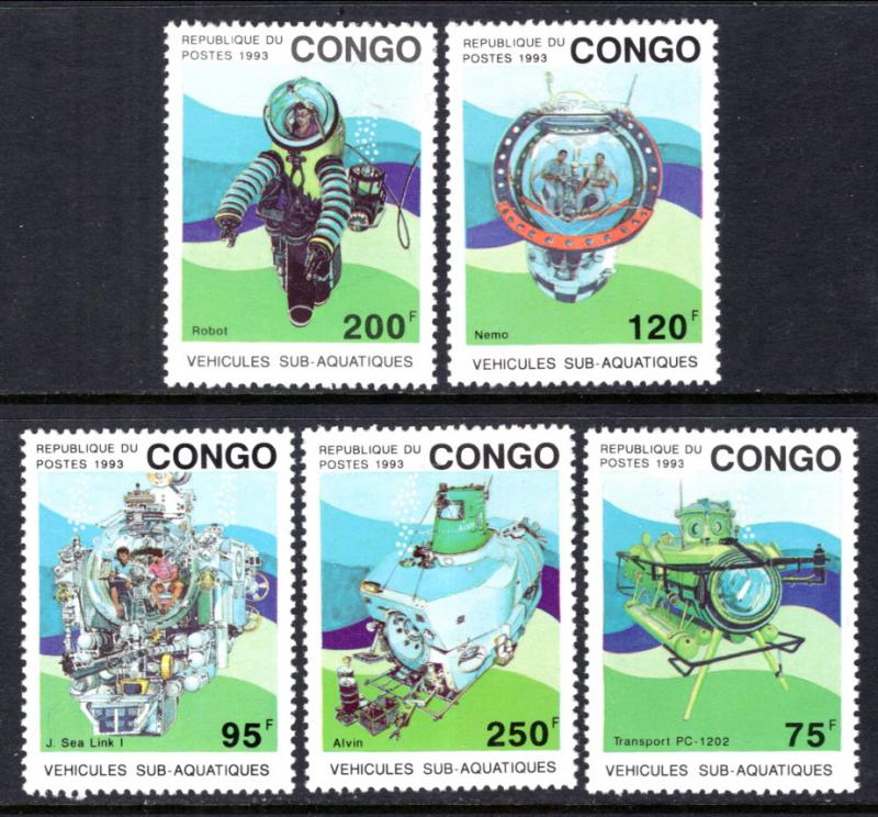 Congo Peoples Republic 1021-1025 Submarines MNH VF