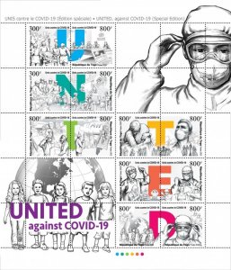 TOGO - 2020 - United Against COVID-19 - Perf 6v Sheet  - Mint Never Hinged