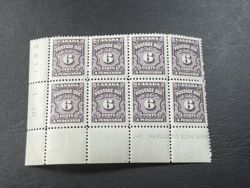CANADA # J19-MINT/NEVER HINGED-PLATE # BLOCK OF 8--POSTAGE DUE-1957