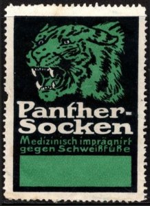 Vintage Germany Poster Stamp Panther Socks Medically Impregnated Against Sweaty