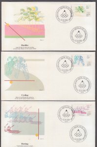 GERMANY (BERLIN) Sc # 9NB213-5 SET of 3 FDC DIFFERENT OLYMPIC SPORTS
