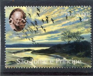 Sao Tome & Principe 2004 BIRDS Sir Peter Scott WWF 1v Perforated Mint(NH)