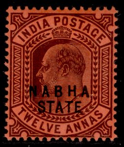 INDIAN STATES - Nabha EDVII SG45, 12a purple-red, LH MINT. Cat £12.