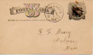 United States Massachusetts West Warren 1882 cork killer  1862-1973  Postal C...
