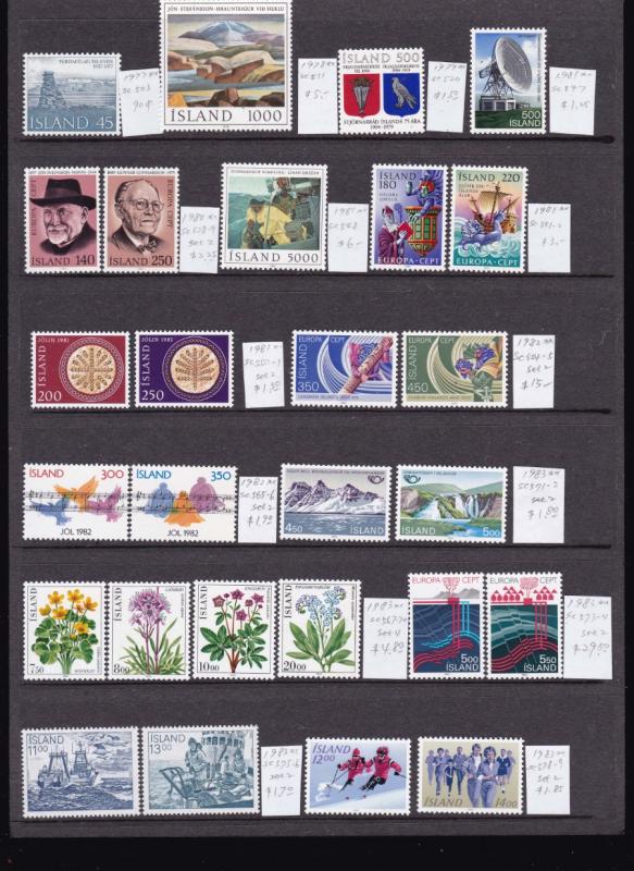 Iceland 1958-200 Fresh MNH collection Cat.$1,008 (Offer)