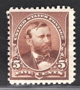 US Stamp #223 5c Chocolate Grant MINT HINGED SCV $60.00